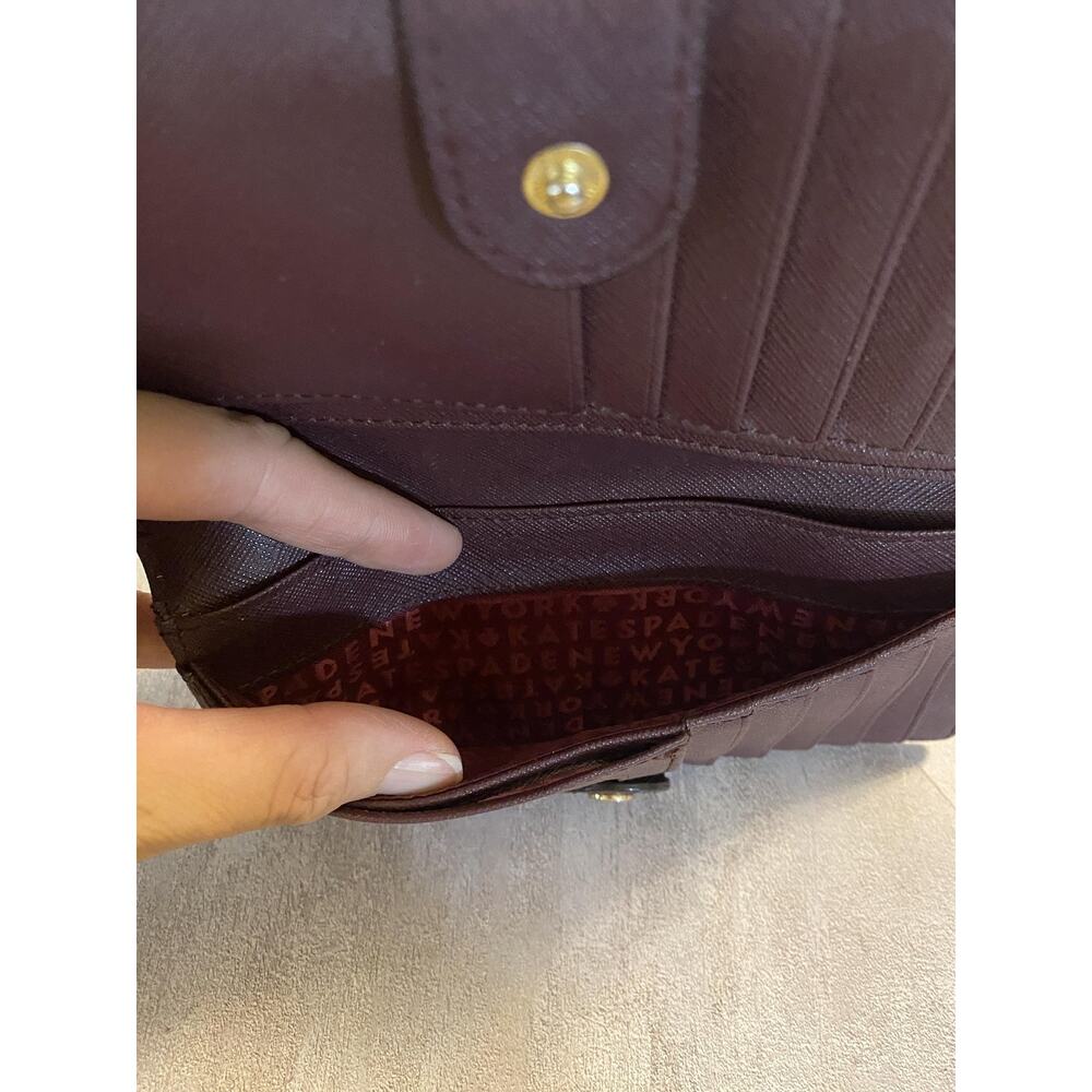 Kate Spade New York Wallet Womens Burgundy Saffiano Continental Zip Pocket - Picture 8 of 13